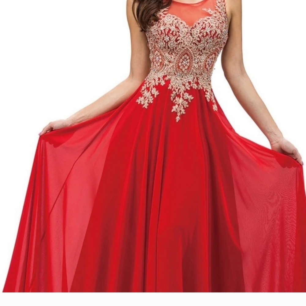 Dancing Queen Red and Gold Prom Dress